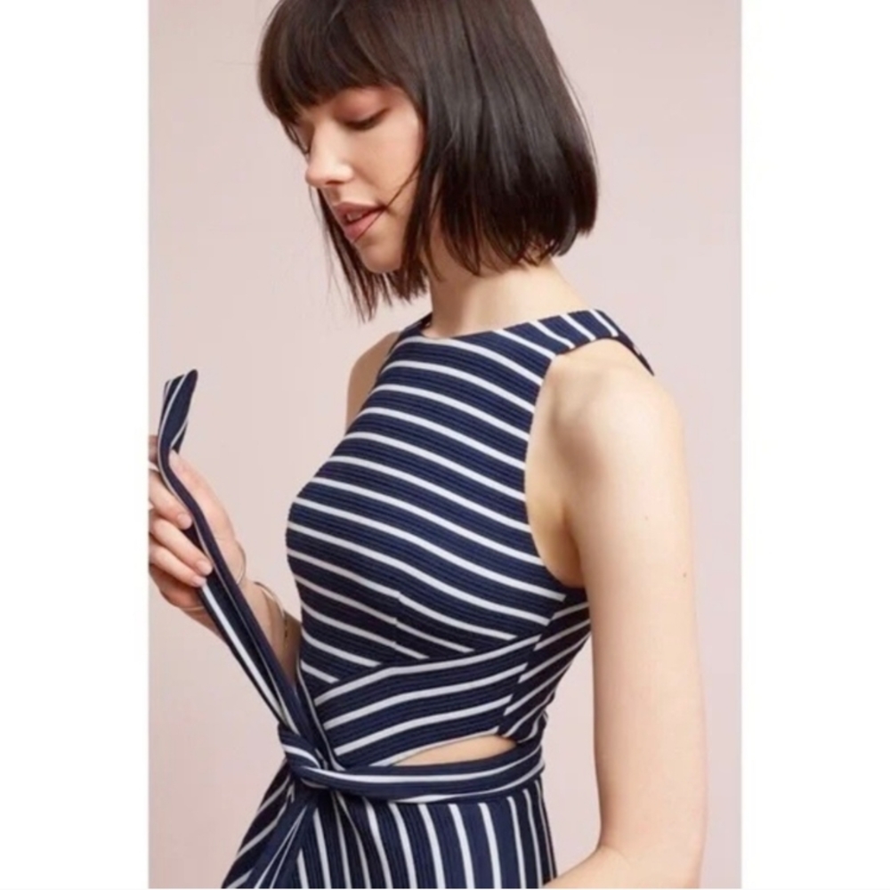 Hutch For Anthropolohie Navy Striped Sleeveless Cutout Dress Size S - Picture 3 of 6